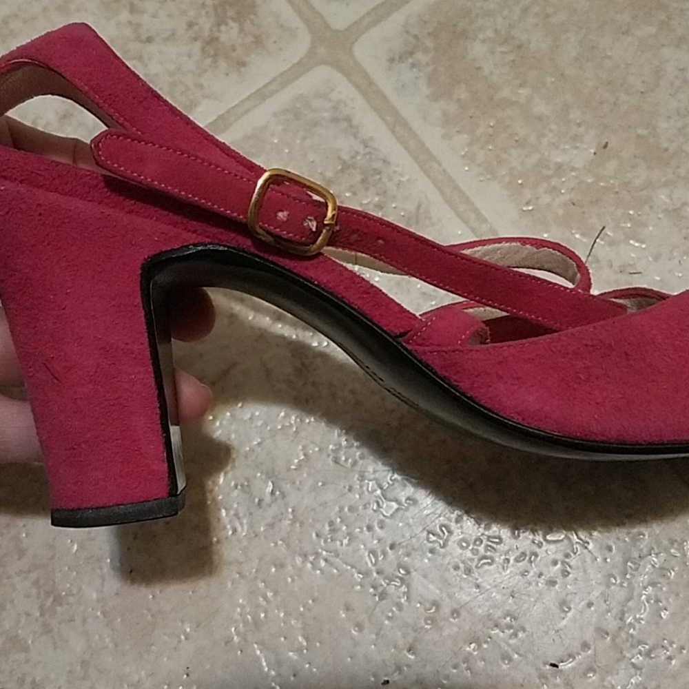 Vintage Felipe pink suede strappy low heels Sz6N - Picture 5 of 7